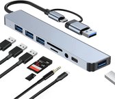 Ustratics® - 8-In-2 Usb Hub 3.0 Usb C Hub Dock Hoge Snelheid Transmissie Usb Splitter Type C Naar Usb Otg Adapter voor laptop - macbook