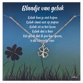 Bixorp Luck Klavertje Vier Cadeau Ketting - "Blaadje van Geluk" - Zilver Geplatineerd - 38+8cm