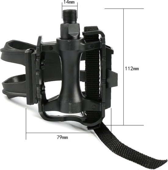Racefiets Fietspedalen - Toeclips - PVC Fietspedalen met clips en riemen kunststof fietspedalen voor spinfiets hometrainer MTB en racefiets — afbeelding 3