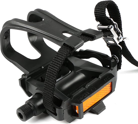 Racefiets Fietspedalen - Toeclips - PVC Fietspedalen met clips en riemen kunststof fietspedalen voor spinfiets hometrainer MTB en racefiets — afbeelding 2