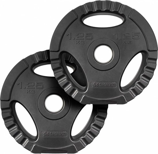 Halterschijf - Gewicht schijven - Halterschijf 30mm - Fitness schijven - Weight plates - 2.5 kg - Kunststof - Zwart - 23 x 23 x 4