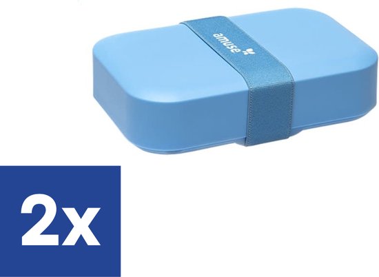 Amuse Lunchbox - Brooddoos Blauw - 18.5 cm x 12.5 cm x 5 cm - 2 stuks