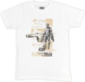 Disney Star Wars - The Mandalorian Din & Grogu Heren T-shirt - L - Wit