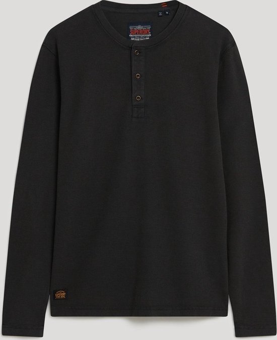Superdry T-shirt Waffle Long Sleeve Henley Top M6010776a Washed Black Mannen Maat - L