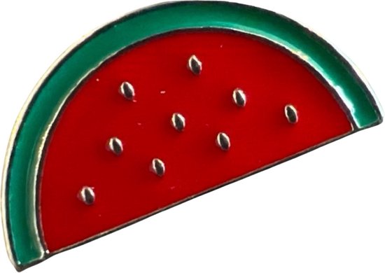 Meloen Watermeloen Emaille Pin 2.4 cm / 1.2 cm / Rood Groen Zilver