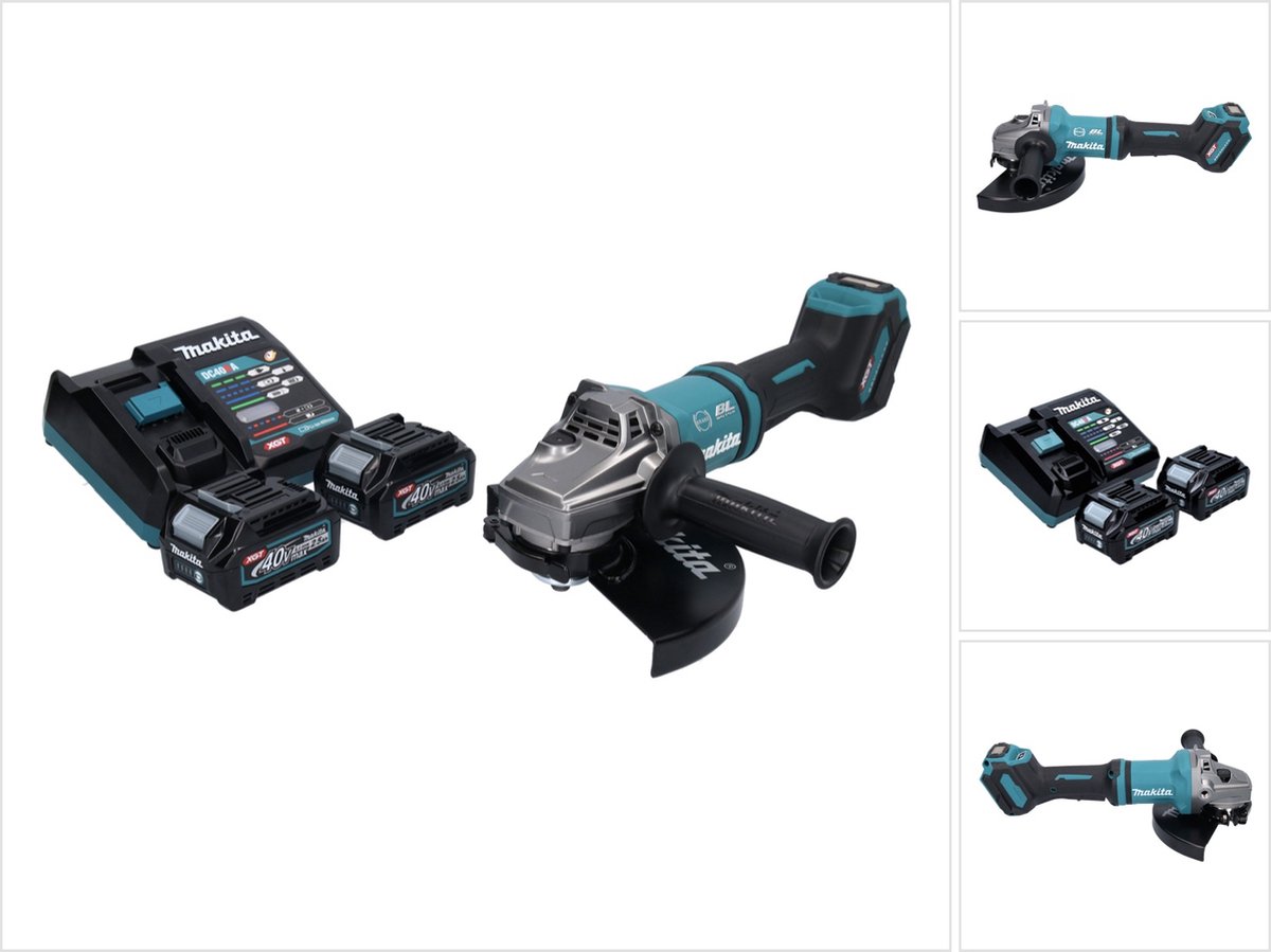 Makita GA 038 GD2 accu haakse slijper 40 V max. 230 mm borstelloos XGT + 2x accu 2,5 Ah + oplader