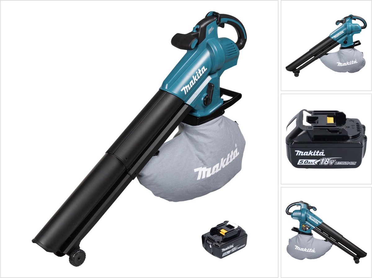 Makita DUB 187 T accu bladblazer en bladzuiger 18 V borstelloos + 1x accu 5,0 Ah - zonder oplader