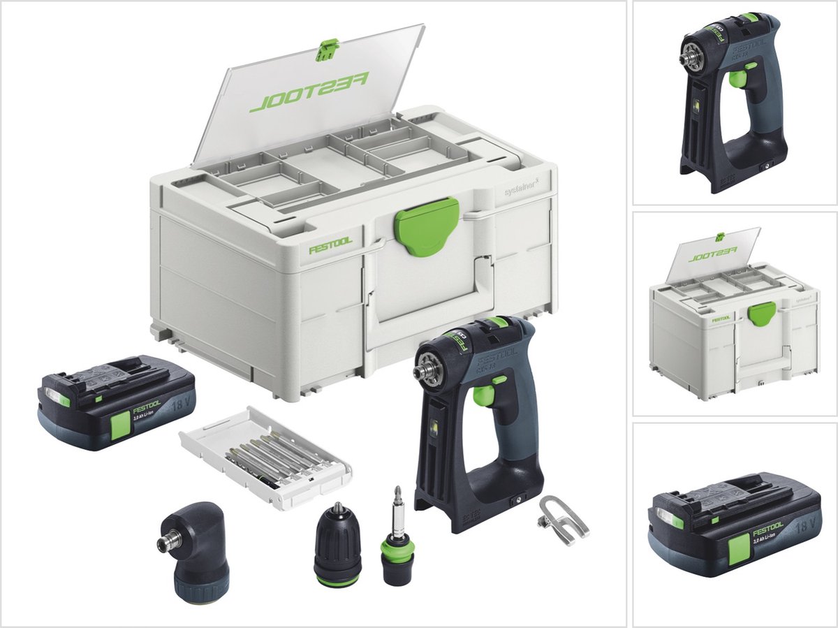 Festool CXS 18-Basic-Set accuschroefboormachine 18 V 40 Nm borstelloos + 1x accu 3.0 Ah + systainer - zonder oplader