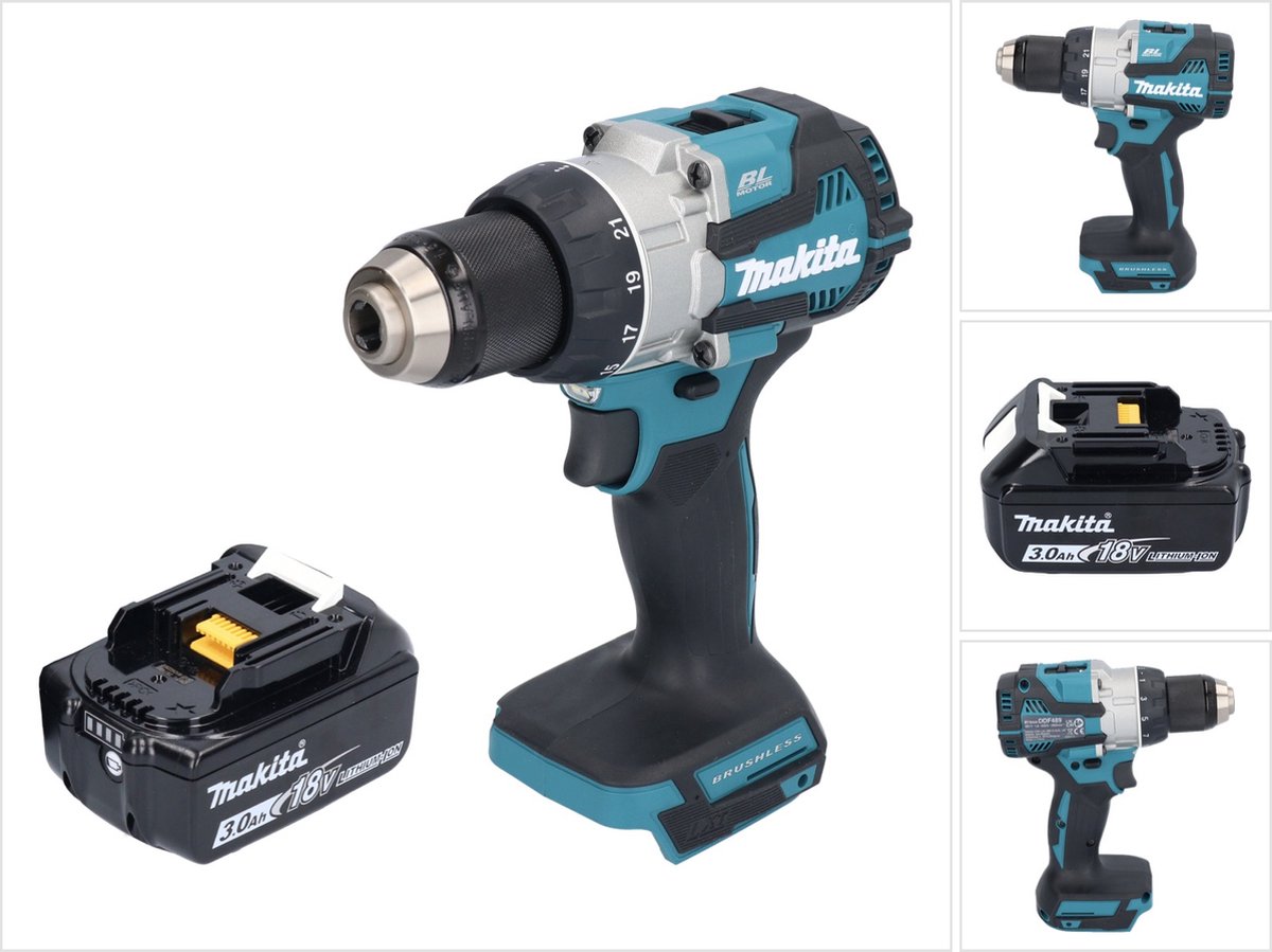 Makita DDF 489 F1 accuboormachine 18 V 73 Nm borstelloos + 1x oplaadbare accu 3.0 Ah - zonder oplader
