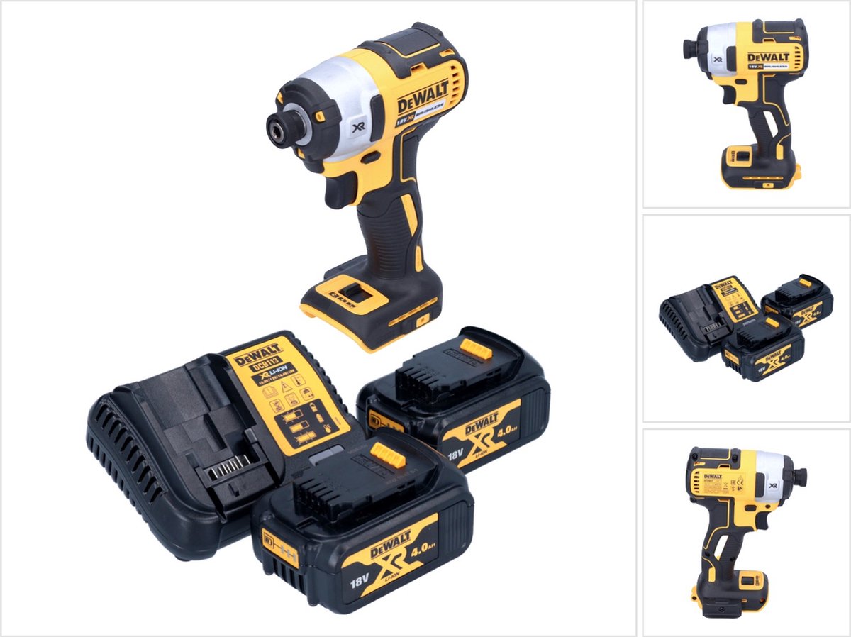 DeWalt DCF 887 M2 accu-slagmoersleutel 18 V 205 Nm 1/4" borstelloos + 2x accu 4,0 Ah + oplader