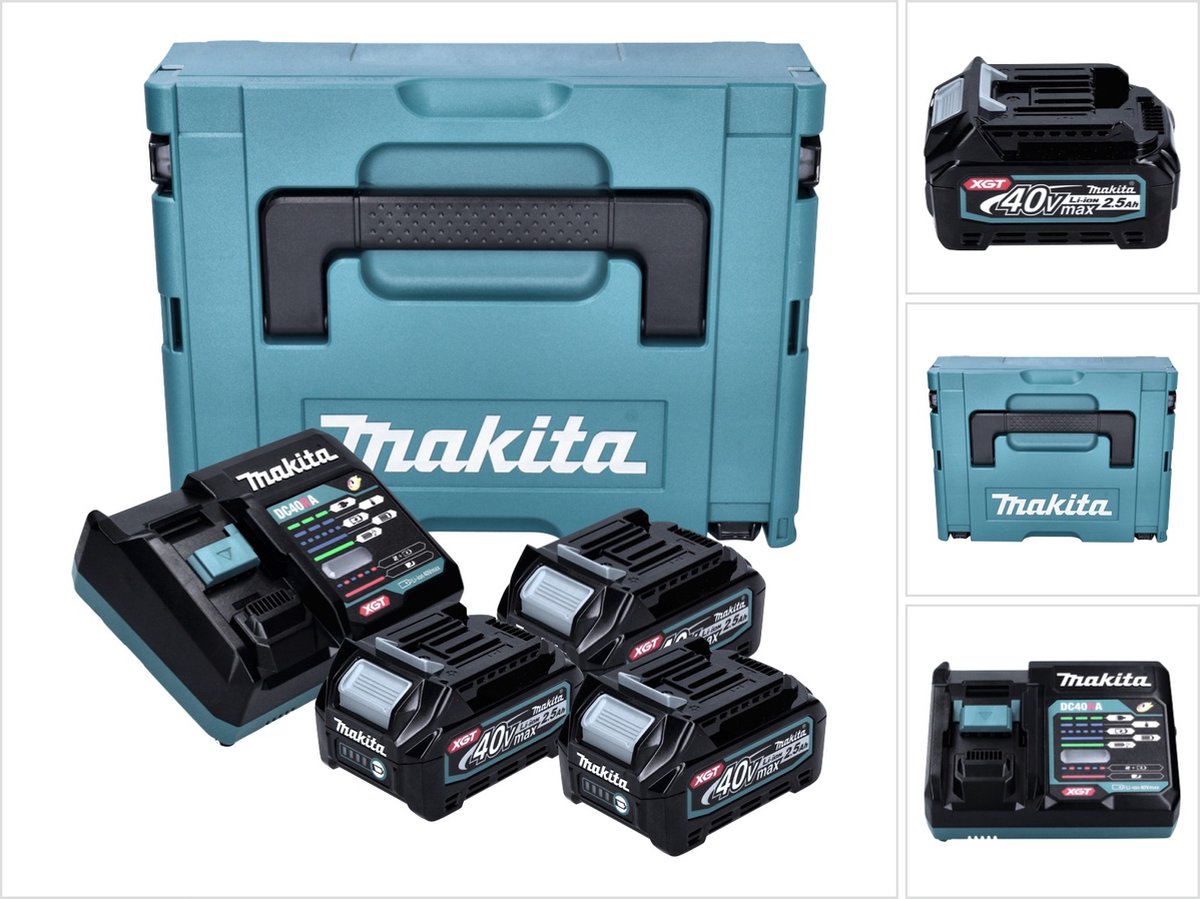 Makita Power Source Kit 3x BL 4025 accu 40 V max. 2,5 Ah XGT + DC 40 RA lader + Makpac