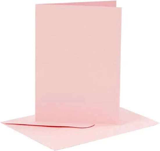 Blanco kaarten met envelop - Set van 12 - Dubbele kaarten Roze - A6/ C6 formaat.