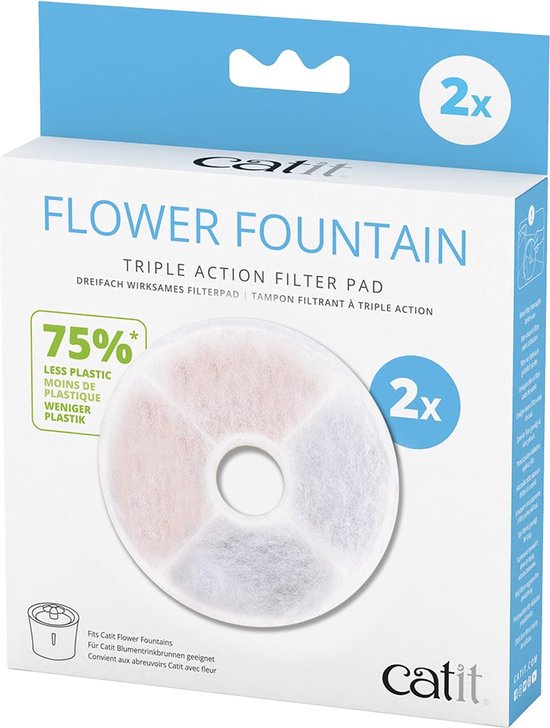 Catit Filters Triple Action 2 Pack - Kanttendrinkbak - 4 x 14.5 x 17.5 cm Wit