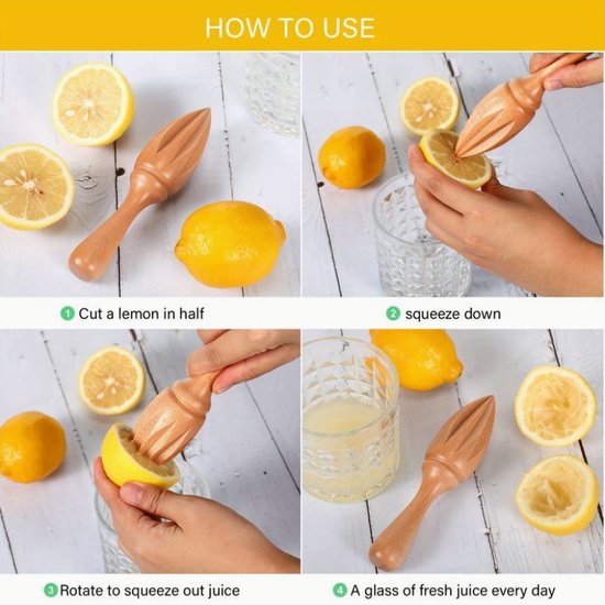 Citruspers Beukenhout - handpers - ergonomisch - limoen en citroen - citrussen persen - keukentool — afbeelding 5