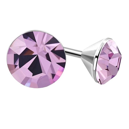 Aramat jewels ® - Ronde zweerknopjes licht paars lila kristal staal 3mm