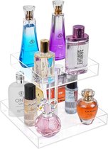 2 Laags Parfum Organizer Display - Doorzichtig Acryl Opslag voor Make-Up, Cosmetica, Cologne, Skincare - Organizer Tray voor Badkamer, Make-Up Tafel, Dressoir, Keuken, Slaapkamer, Winkel
