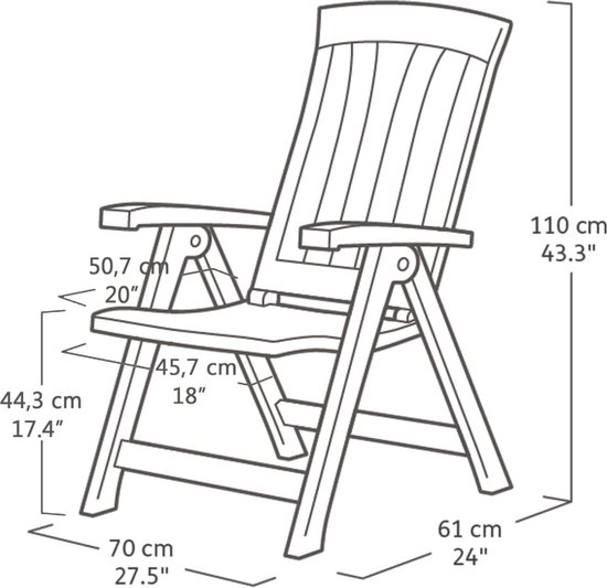 Keter Verstelbare Tuinstoel - 2 Stuks - Antraciet - Tuinstoel Verstelbaar - 4 standen - Inklapbaar - Verstelbare Tuinstoelen van Keter — afbeelding 4