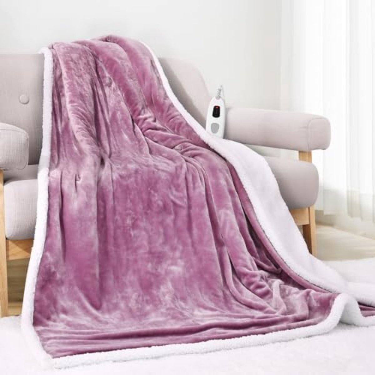 Elektrische bovendeken 1 persoons - Electrische bovendeken 1 persoons - Elektrische knuffeldeken - elektrische fleece deken - 130 x 180 cm - Lila
