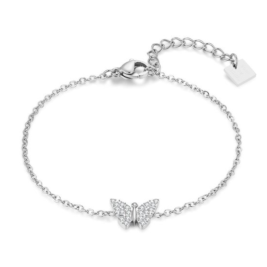 Bracelet Twice As Nice en acier inoxydable, papillon 16 cm + 3 cm