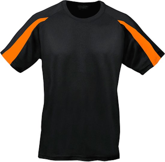 Just Cool Vegan Unisex T-shirt 'Contrast' met korte mouwen Black/Electric Orange - S