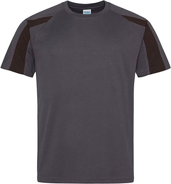 Just Cool Vegan Unisex T-shirt 'Contrast' met korte mouwen Charcoal/Black - S