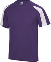 Just Cool Vegan Unisex T-shirt 'Contrast' met korte mouwen Purple/White - XL