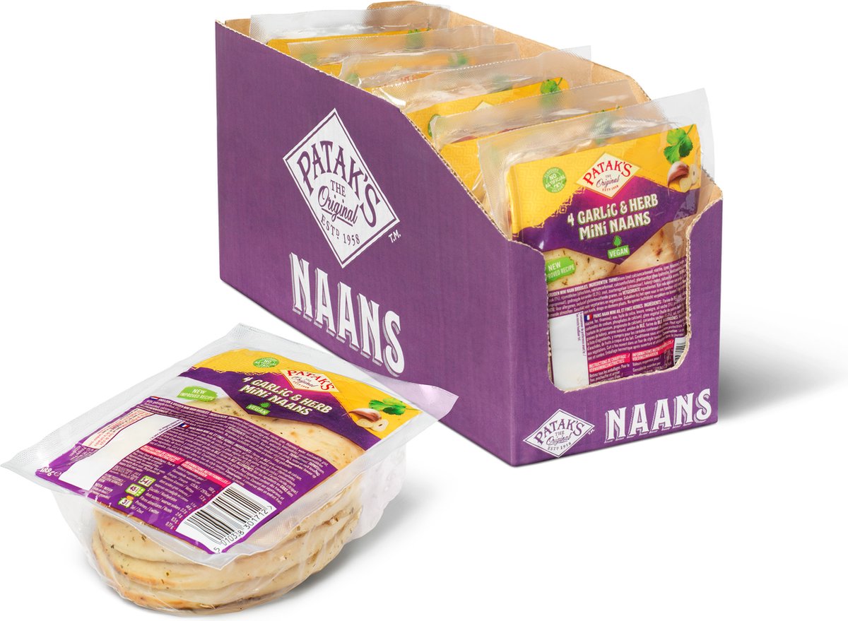 Patak 's naanbrood mini - knoflook & kruiden - 6 x 188 gram