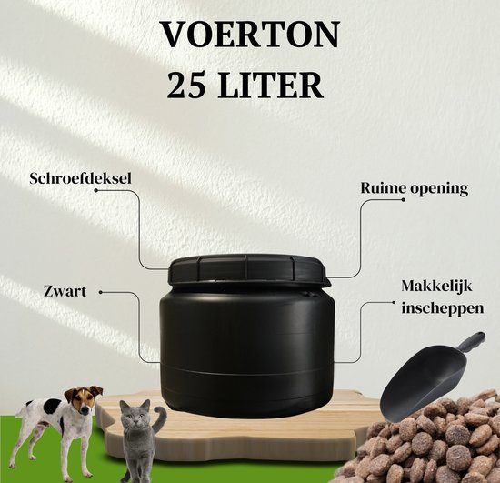 Voerton 25 Liter Zwart - Luchtdichte waterkluis met schroefdeksel ...