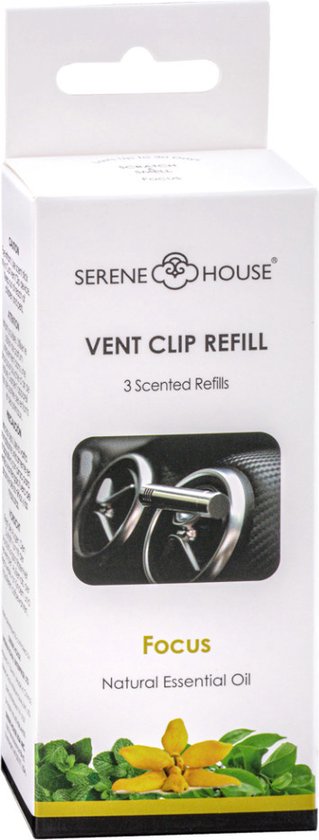 Serene House Car Scent Vent Clip navulling (3x) - Focus | bol