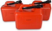 Set van 3 Robuuste Jerrycans 20 Liter met Tuit - Rood Polyethyleen - Geschikt voor Benzine, Diesel & Gasoline - Ideaal voor Auto & Motor, Kamperen & Meer!