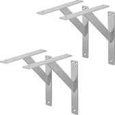 ML-Design 4 stuks plankdrager 240x240 mm, zilver, aluminium, zwevende plankdrager, plankdrager, wanddrager voor plankdrager, plankdrager voor wandmontage, wandplankdrager plankdrager