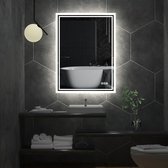 HDJ Miroir de salle de bain lumineux à LED - Anti-buée - Intensité variable - Rendu des couleurs élevé (CRI90+) - Fonctionnement tactile - Étanche - Montable horizontalement/verticalement - Siècle des Lumières de Luxe pour salle de bain - 70x50