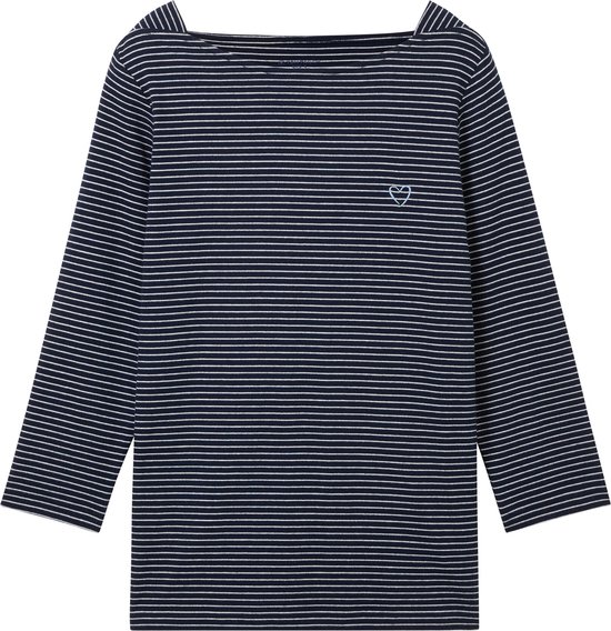 TOM TAILOR T-shirt boat neck stripe Dames T-shirt Maat S bol