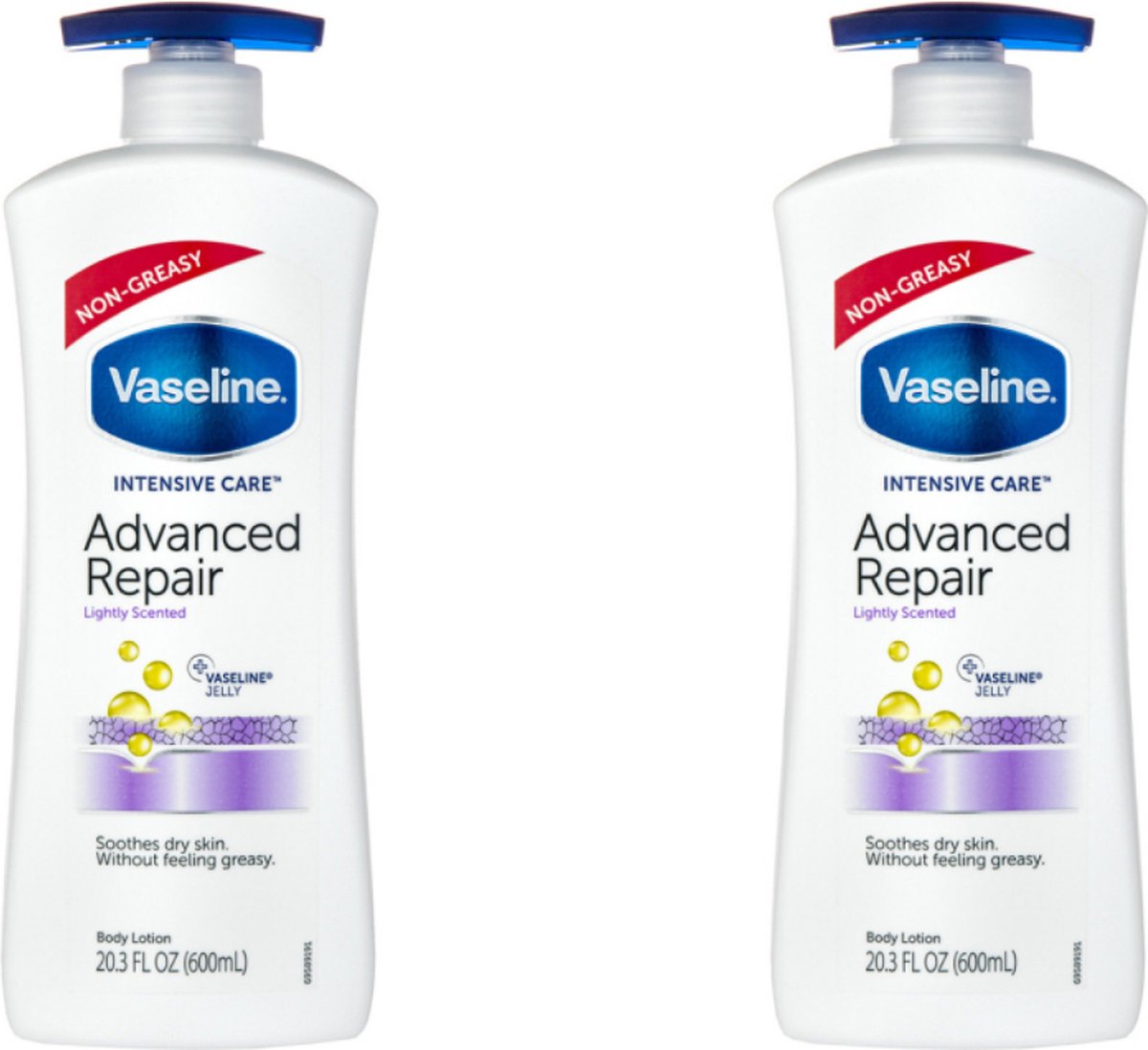 Vaseline Advanced Repair With Pump Body Lotion - 2 x 600 ml