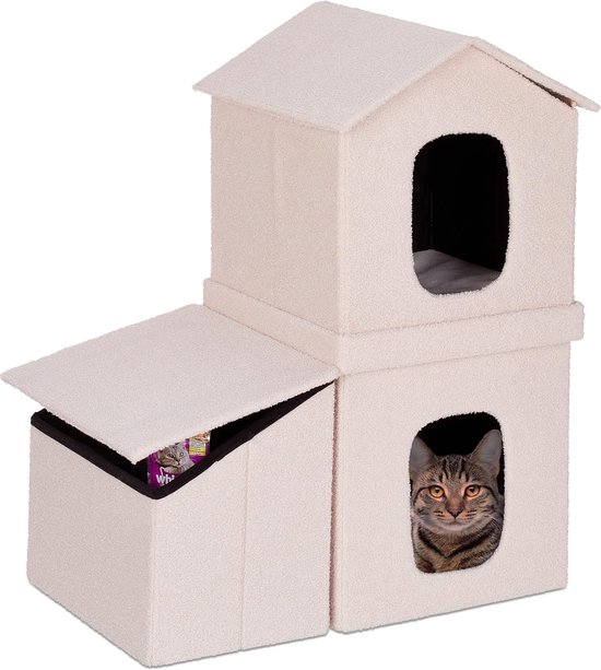 Galatée Kattenhuis – Zacht Pluche Grotbed Met Afneembaar Kussen – Transparant Raam & Antislip Bodem – Maat XL Tot 9 Kg – Roze