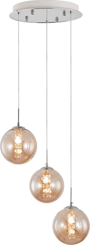 Hanglamp Voor Eetkamer, Slaapkamer, Woonkamer - Glass Serie - Bollamp 3xG9 - lichts excl. lichtbron - GOUDEN KLEUR