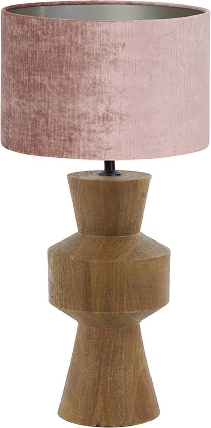 Light and Living tafellamp - roze - hout - SS102912