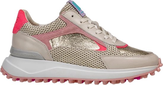 Floris van Floris van Bommel van Floris van Bommel Sneakers Dames - Lage sneakers / Damesschoenen - Leer - SFW-10099 mesh - Beige combi - Maat 37