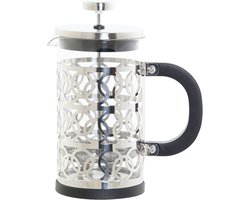 Cafetiere French Press koffiezetter zwart met inox 600 ml - Koffiezetapparaat voor verse koffie