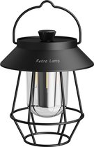 CNL Sight LED camping Lamp(3 modi: wit,warm wit,SOS) – Tentlampen – Buiten Lantaarn – traploos dimbaar- Buitenverlichting – Buiten lamp - Retro outdoor camping lamp-draadloos-oplaadbare batterij-Met USB-oplaad-Zwart