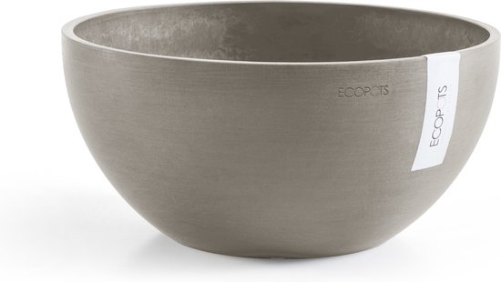Ecopots Bruxelles 30 - Taupe - Ø30 x H14,8 cm - Pot de fleur / cache-pot rond taupe
