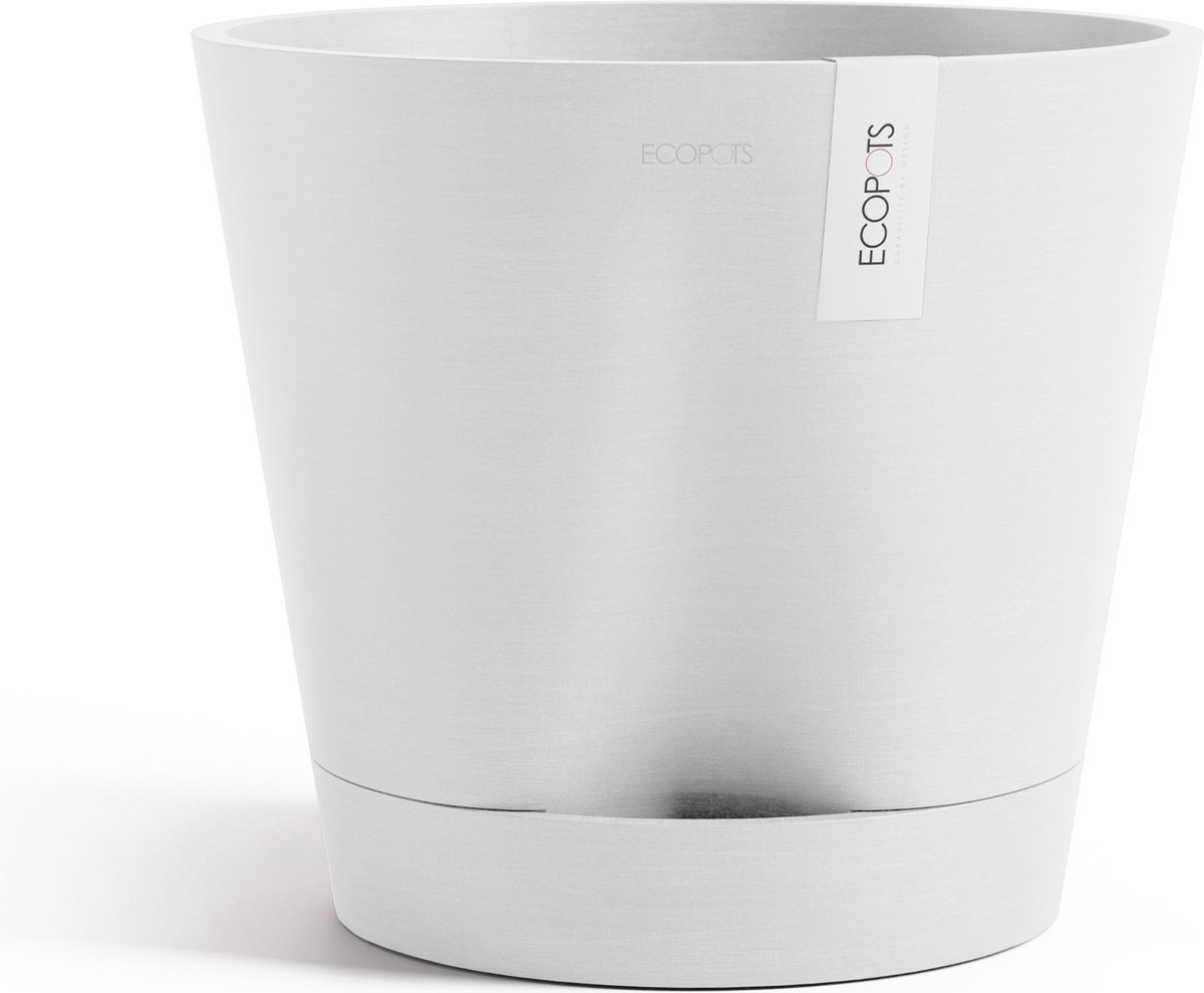 Ecopots Venice 2 30 - Pure White - Ø30 x H27,5 cm - Ronde witte bloempot met waterreservoir