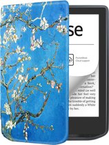 Case2go - E-reader Hoes geschikt voor PocketBook Verse / Pro - Sleepcover - Auto/Wake functie - Magnetische sluiting - Witte Bloesem