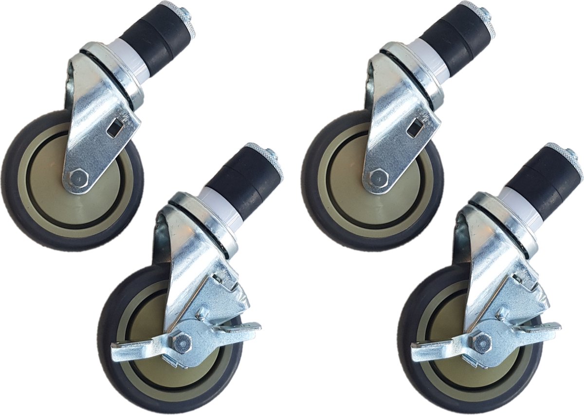 Wielen voor Werktafel - 2 met rem - 4 Inch / 10.2 cm