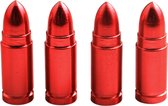 VCTparts Kogelvormige Auto Ventieldopjes Bullets Universeel - Aluminium Rood (Set 4 stuks)
