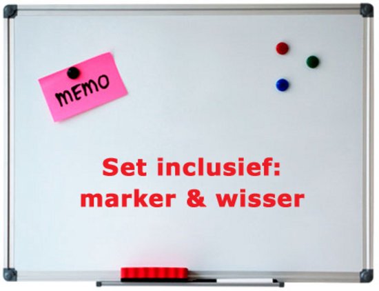 Whiteboard Set Magnetisch 30 x 45cm incl. marker, wisser en magneten