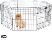 Infinity Goods Enclos pour chiots - Enclos pour chiens - 8 panneaux - 60 x 60 CM - Circonférence 480 CM - Pliable - Avec porte - Enclos pour lapins - Zwart