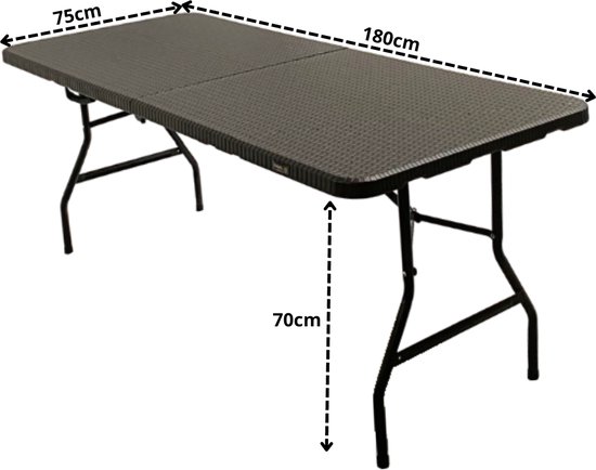 Rijoka - Klaptafel Inklapbare Campingtafel - 70x180cm - Rattan Design - 6 tot 8 Personen - Taupe van Rijoka — afbeelding 3