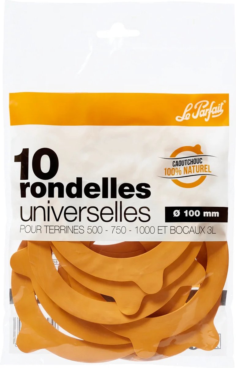 set van 10 rubberen ringen voor glazen potten van 10 cm - le parfait - 612104