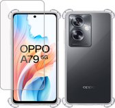 Hoesje + Screenprotector geschikt voor OPPO A79 5G – Tempered Glass - Extreme Shock Case Transparant